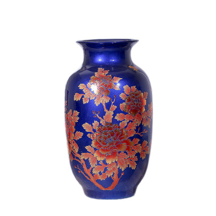 Trendy winter melon shape blue crystal glaze ceramic vase for flowers Jahrriesnge porcelain of crystal glaze vase cna0961