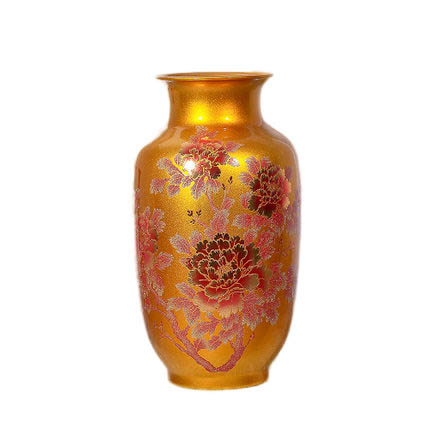 Trendy winter melon shape golden crystal glaze ceramic vase for flower Jahrriesnge porcelain of crystal glaze vase cna0962