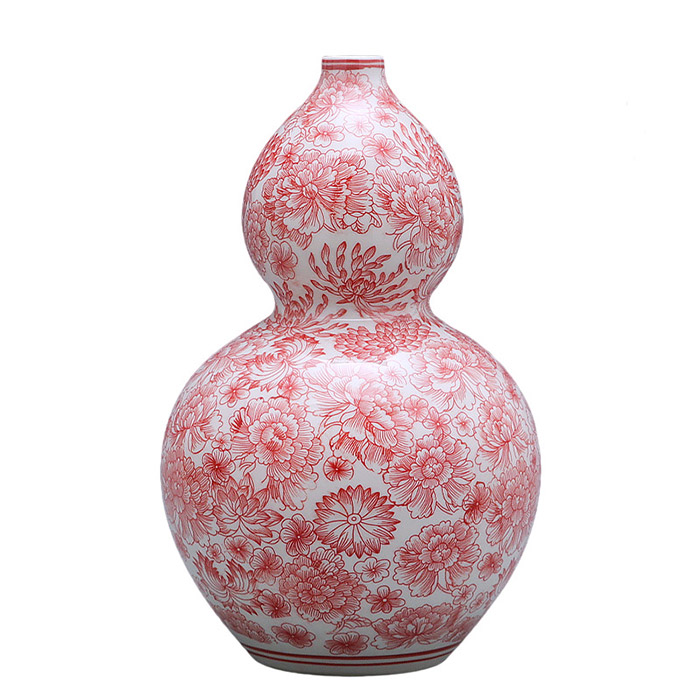 Red trendy gourd shape flower ceramic antique vase and ornament Jahrriesnge porcelain of vase cna0980
