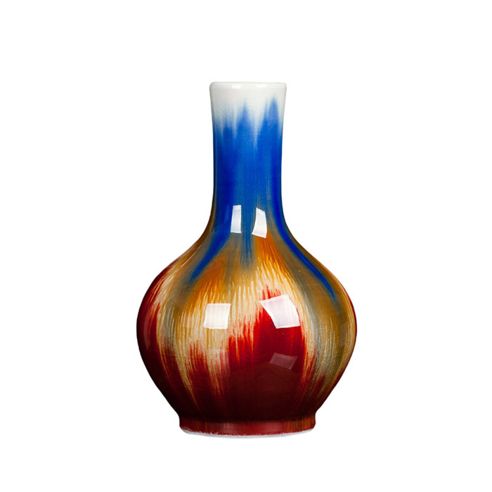 Vintage celestial sphere kiln with cracked colorful glaze ceramic vase Jahrriesnge porcelain of vase cna0986