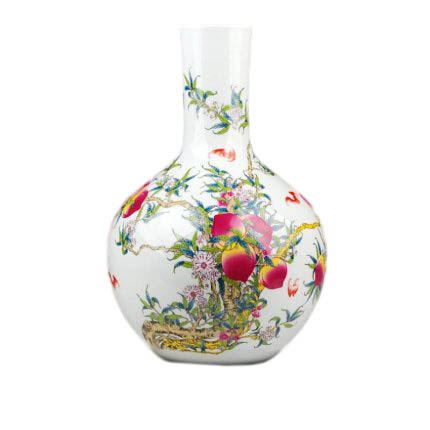 Vintage celestial sphere shape peaches pattern ceramic ornamental vase Jahrriesnge porcelain of peach vase cna0995