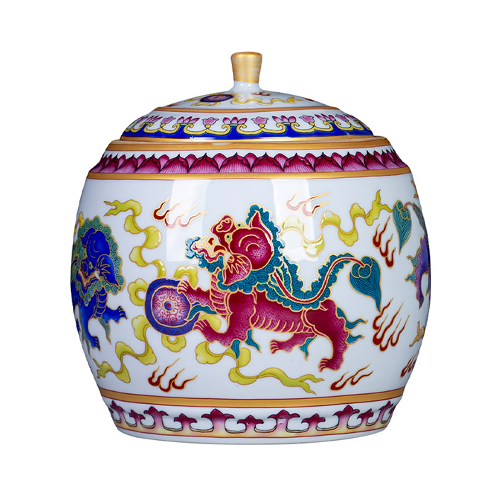 Enamel Lion Hydrangea Sealed Retro Storage Ceramic Jar 500g container Jahrriesnge porcelain of zen vase set 3 pcs cna1051