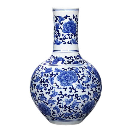 Antique celestial sphere shape blue and white ornamental ceramic vase Jahrriesnge porcelain of blue and white vase cna1084