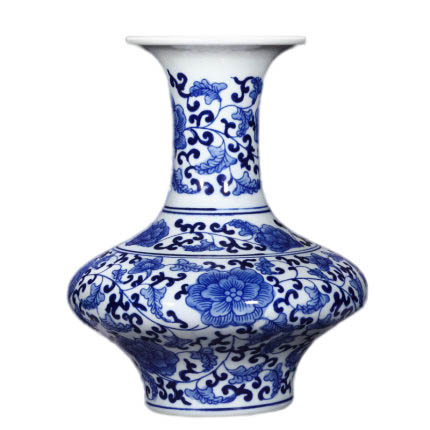 Antique flat belly shape blue and white ornamental ceramic vase Jahrriesnge porcelain of blue and white vase cna1087