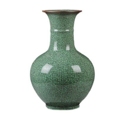 Living room large green ceramic floor mosaic flower vase decoration Jahrriesnge porcelain of crack glaze big vase cna1096