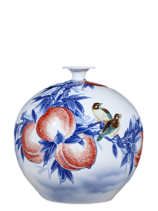 Designer hand painted long life implication blue and white vases Jahrriesnge porcelain of flowers and birds vase cna1110