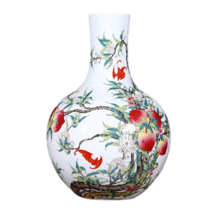 Ancient large qing dynasty qian long nine peaches ceramic vases Jahrriesnge porcelain of nine peach illustration vase cna1126