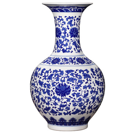Large vintage blue and white porcelain floor vase and ornament Jahrriesnge porcelain of vase cna1241