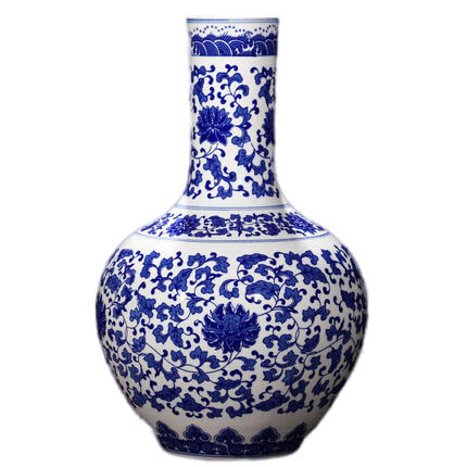 Vintage ornamental tall floor blue and white ceramic flower vases Jahrriesnge porcelain of rooted lotus vase cna1243