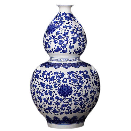 Vintage ornamental tall floor blue and white ceramic flower vase Jahrriesnge porcelain of rooted lotus vase cna1244