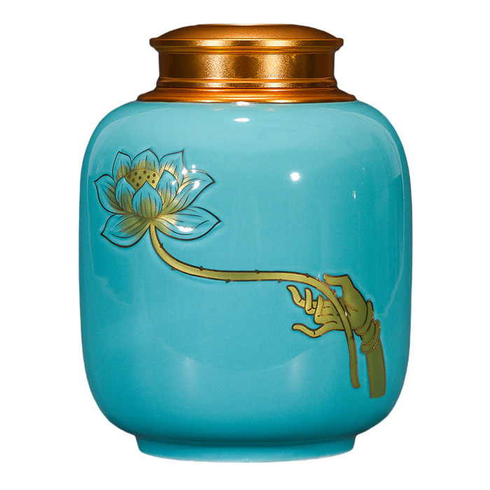Vintage small sealed moisture-proof blue ceramic storage pots ornament Jahrriesnge porcelain of cna1248
