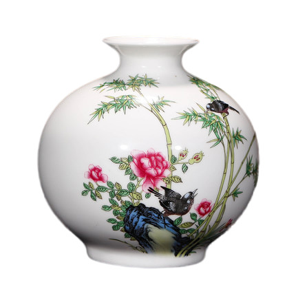 Small vintage ceramic flower vases ornament with birds and flowers Jahrriesnge porcelain of amimal vase cna1267