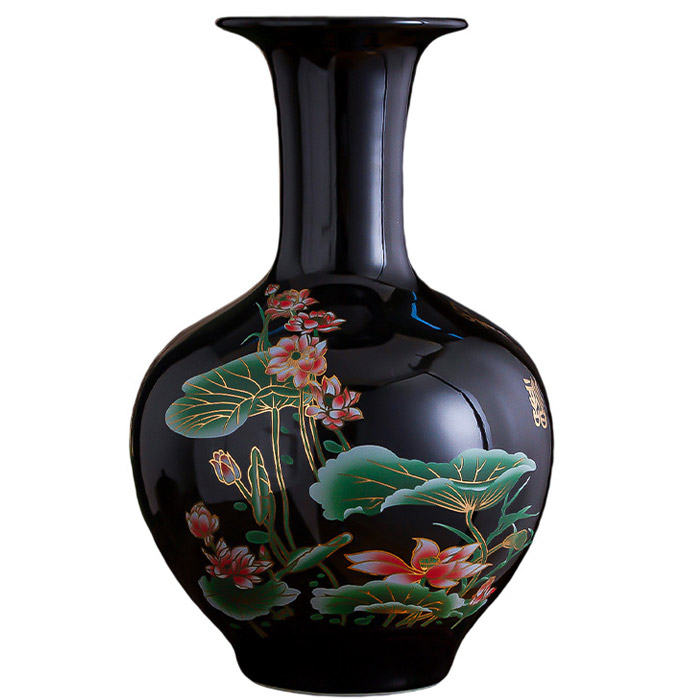Bright black table ceramic flowers vase for home multiple styles Jahrriesnge porcelain of vase cna1268