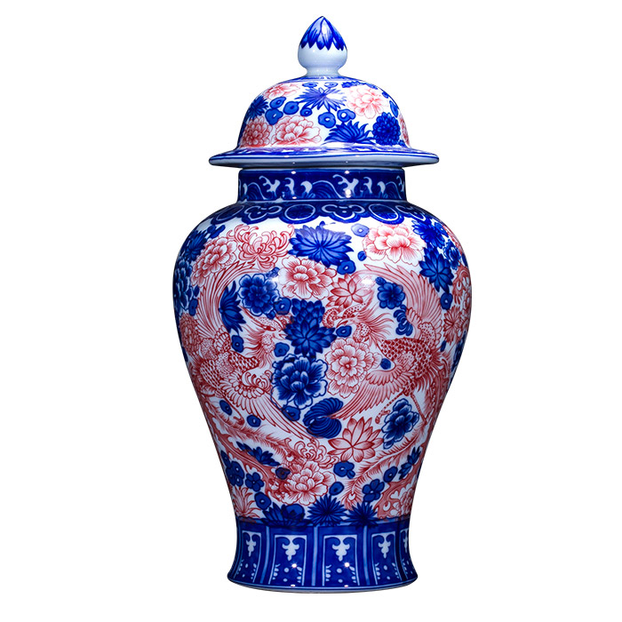 Vintage blue and white glaze red flower vase ornament multiple styles Jahrriesnge porcelain of birds vase cna1277