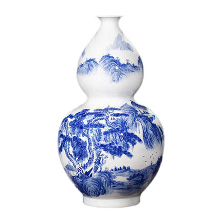 Large decorative blue and white floor vase and ornament for bedroom Jahrriesnge porcelain of landscape painting vase cna1325