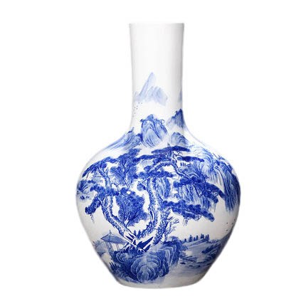 Large decorative blue and white floor vase and ornament for bedrooms Jahrriesnge porcelain of landscape painting vase cna1327