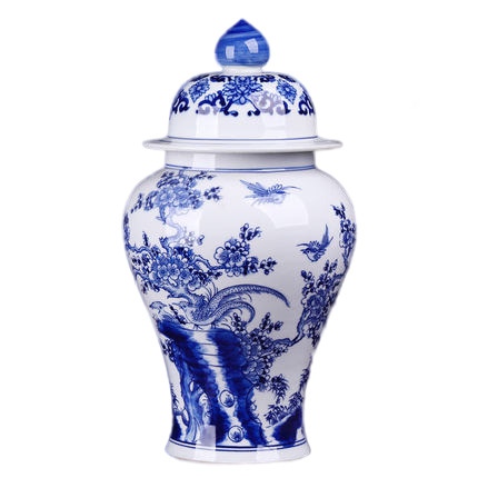 Hand painted blue and white ceramic vase with birds and flowers home Jahrriesnge porcelain of blue and white vase cna1333