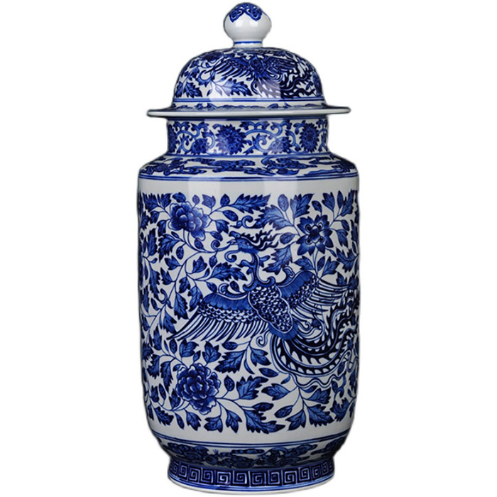 Vintage collection blue and white phoenix porcelain storage cover jars Jahrriesnge porcelain of cna1380