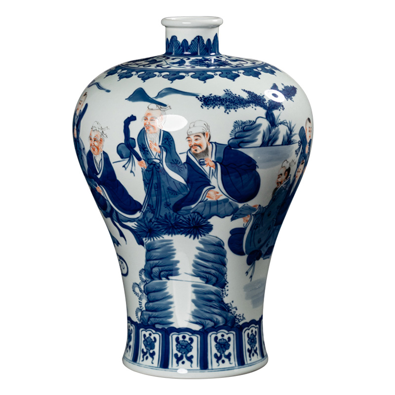 Jingdezhen vintage ceramic hand-painted blue vase home living room Jahrriesnge porcelain of cna1555