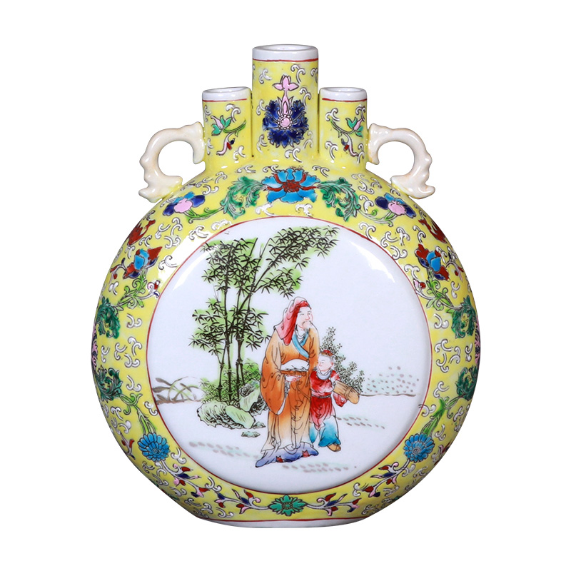 Jingdezhen vintage qing dynasty ceramics pastel figure flower vase Jahrriesnge porcelain of cna1670