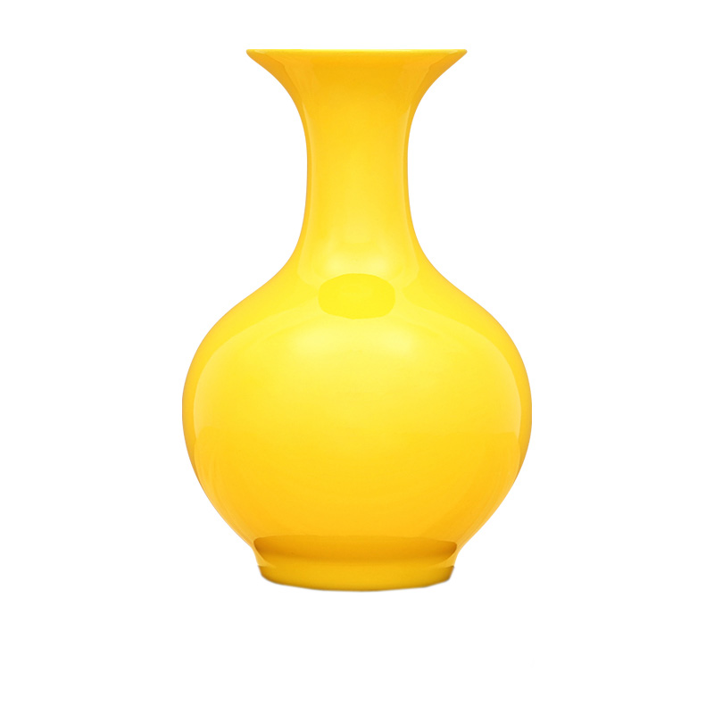 Jingdezhen yellow color glazed ceramic flower vase for bedroom Jahrriesnge porcelain of cna1688